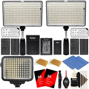 Two Vivitar 288 LED Video Light , 120 LED Light Panel and Accessories