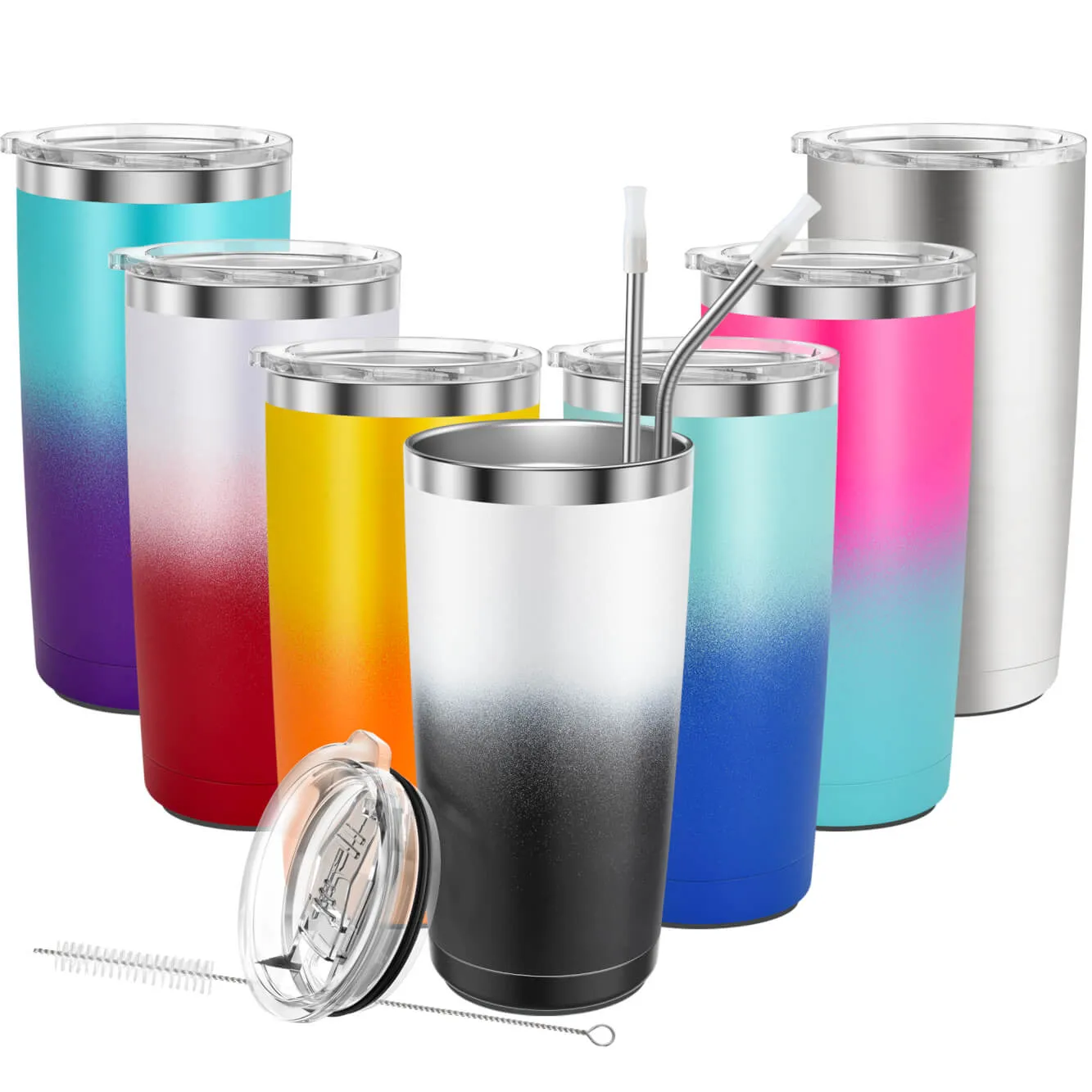 Vacuum Insulated Stainless Steel Tumbler  - THILY 48 Pack Travel Coffee Mug Bulk with Lids and Straws