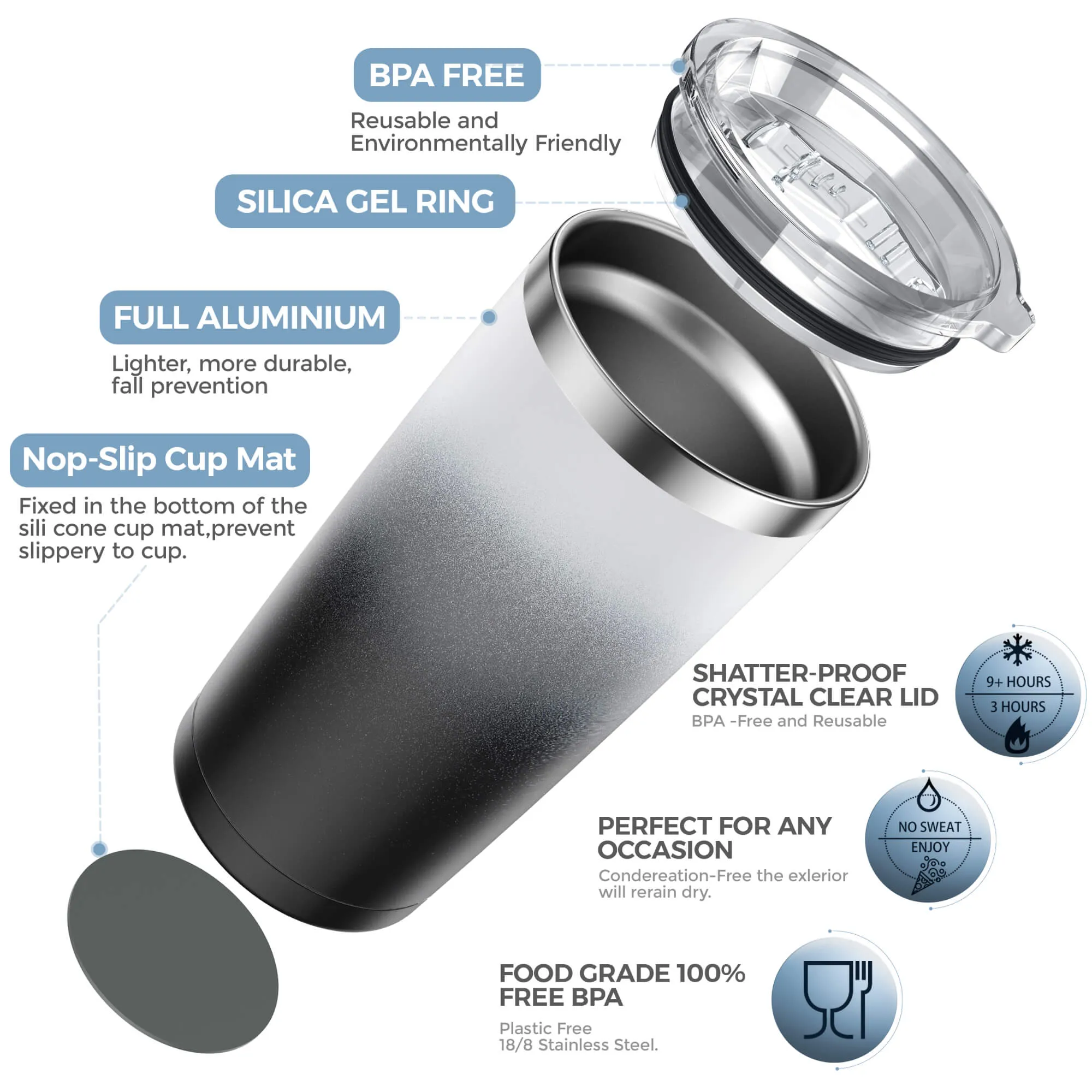 Vacuum Insulated Stainless Steel Tumbler  - THILY 48 Pack Travel Coffee Mug Bulk with Lids and Straws