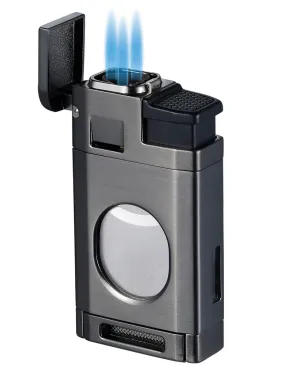 Visol LighCut Gunmetal Triple Torch Flame Lighter and Cigar Cutter