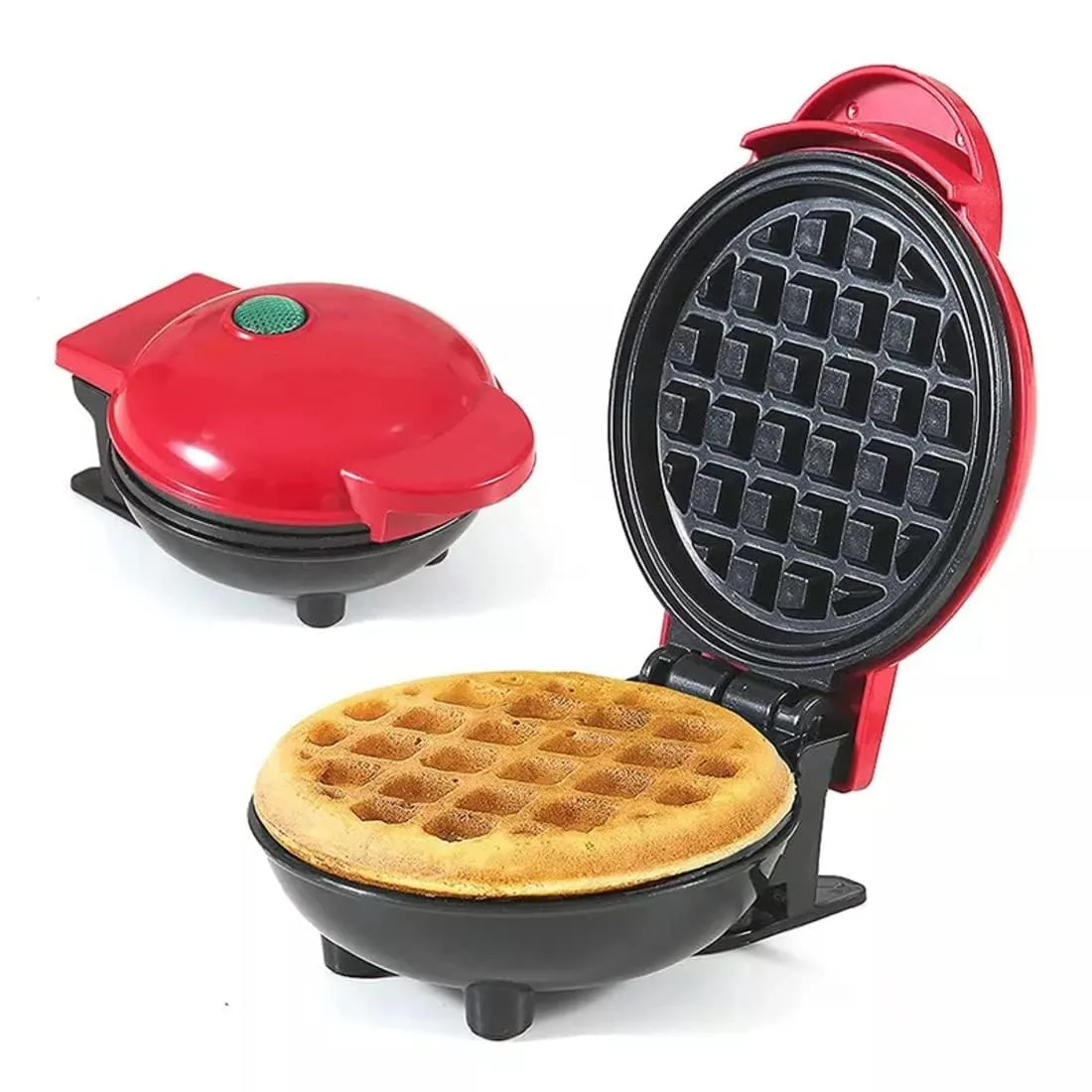 WENGONVILA Electirc Non-Stick Mini 4.5 Inch Waffle Maker Machine | Compact Size Toast, Grill, Waffle, Sandwich Maker Machine (Red Color).