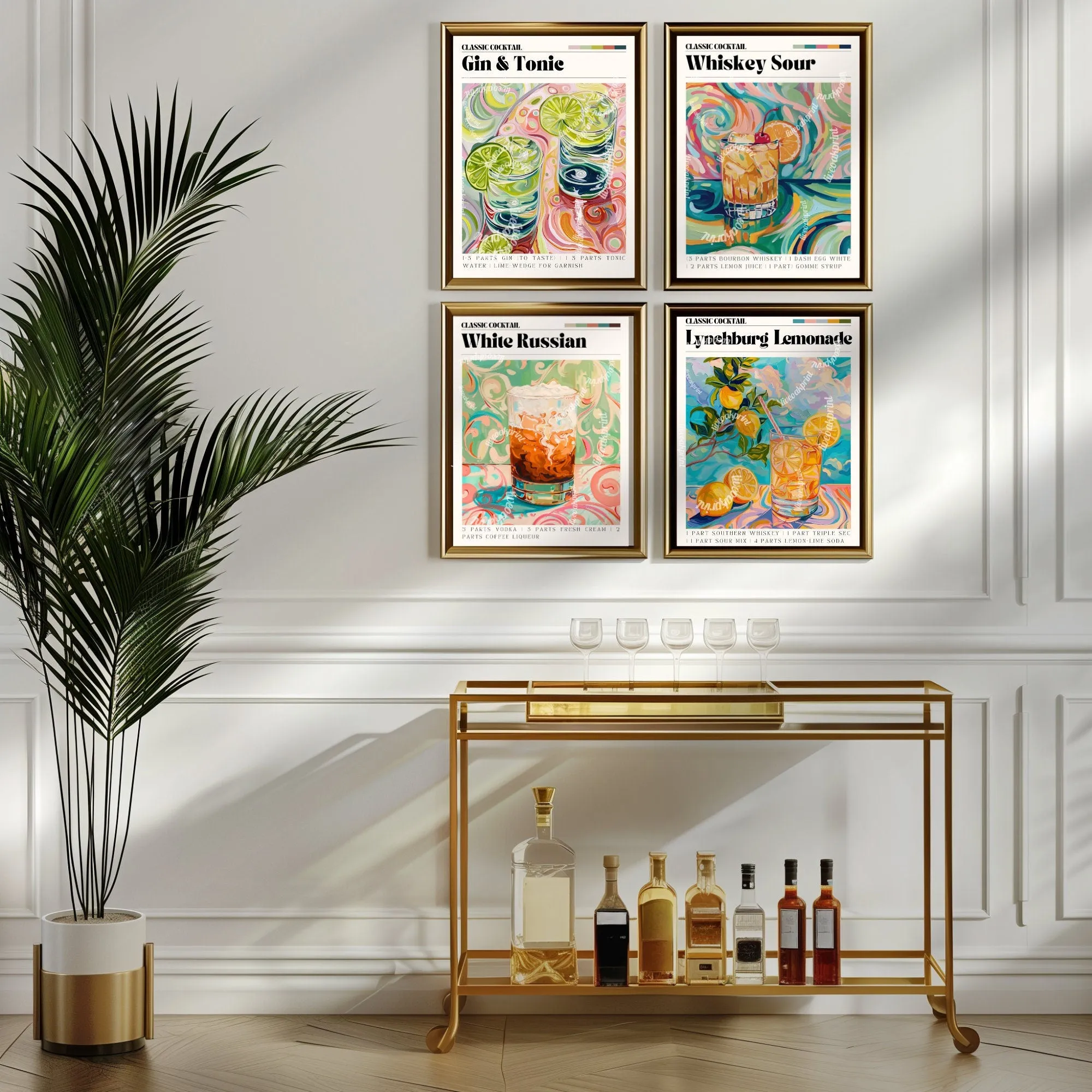 White Russian Print - Cocktail Wall Art - Bar Cart - Classic Cocktail Prints - White Russian Gift - Kitchen Wall Art - Retro Drink Print