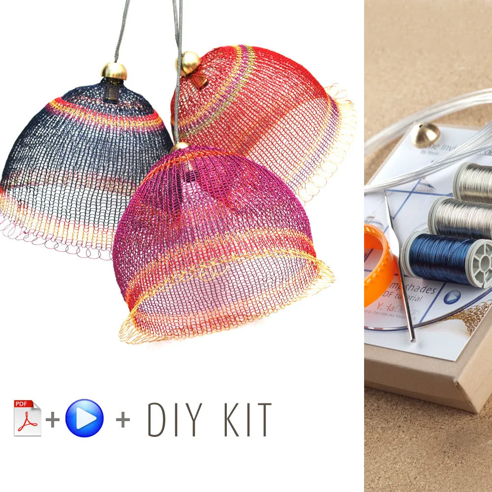 Wire crochet Lampshades kit , video tutorial , supply and tools